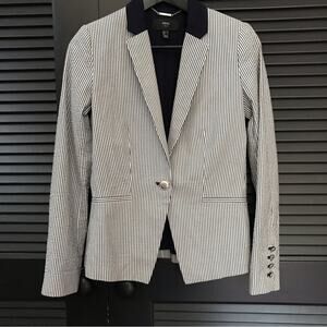 Mango MNG Suit 100% Cotton Seersucker Blazer, Beautifully Tailored, Size 2